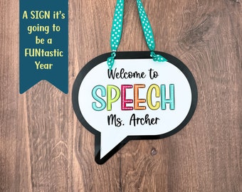 SLP Decor for Speech Room Sign Speech Bubble Decor for New SLP Gift for Speech Therapist Room Sign for Speech Language Pathologist Door Sign