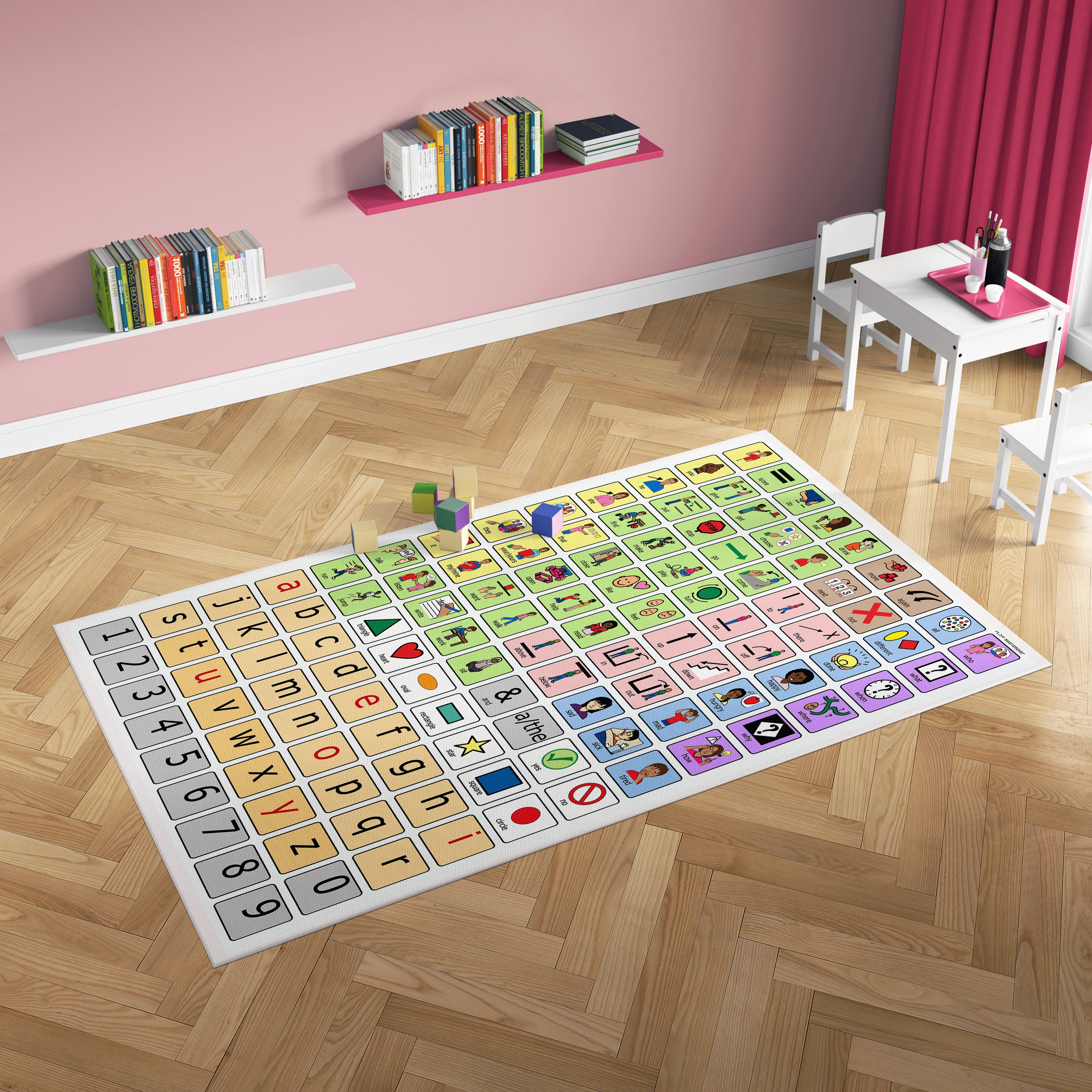 Core Vocabulary Rug AAC Core Board for Sped Classroom Rug for Speech Decor AAC Core Vocabulary School Carpet for Speech Clinic Rug for SLP