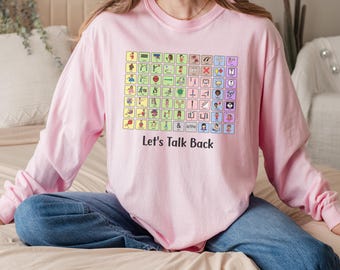 AAC Core Board Shirt Communication Device Speech Therapy Long Sleeve Special Ed T Shirt AAC Autism Support Teacher Gift Idea for SLP Shirt
