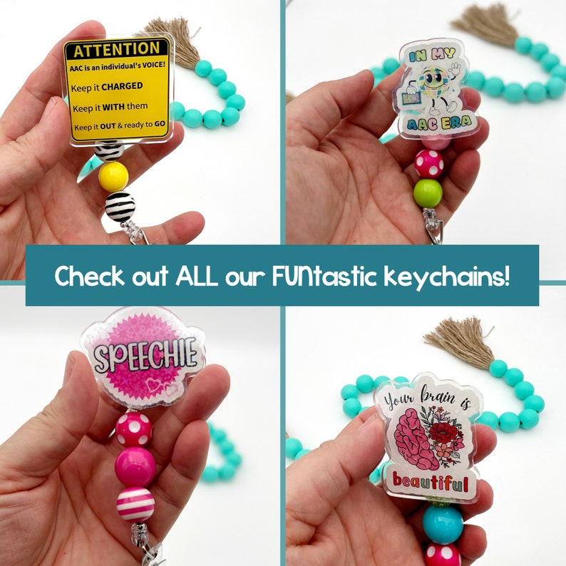 Keychain Aac AAC Badge Reel for SLP Badge for Sped Teacher Gift for Speech Badge ...