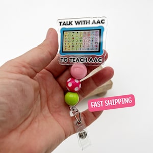 AAC Badge Reel for SLP Badge for Sped Teacher Gift for Speech Badge Holder for AAC Awareness Speech Pathologist Gift for New Slp Badge Reel
