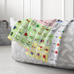 Couverture de vocabulaire de base AAC avec jeté de base AAC pour orthophonie, cadeau pour enseignant d'éducation spécialisée, cadeau pour couverture de discours, cadeau AugComm