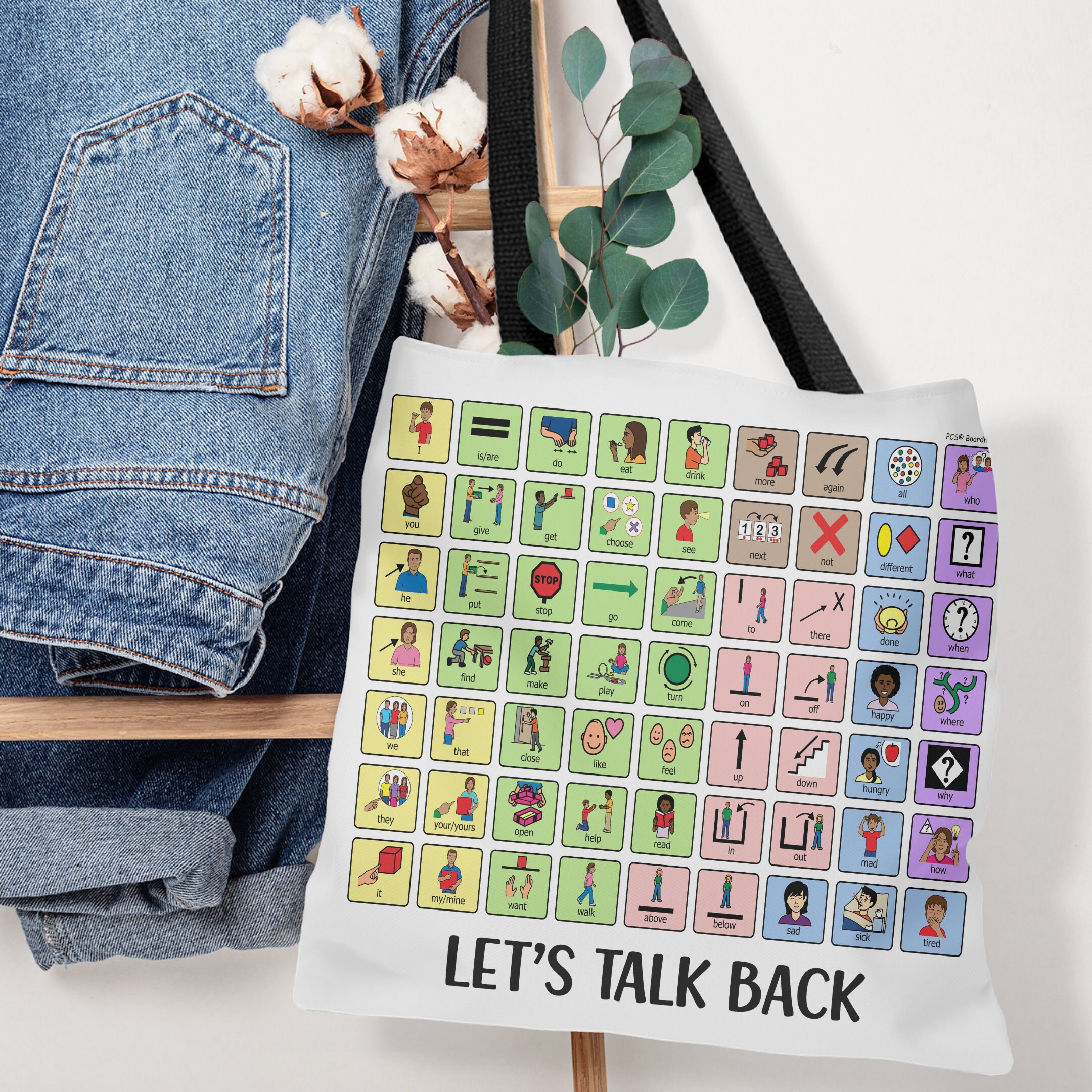 AAC Core Vocabulary Bag a Black AAC Tote Bag for Special Education ...