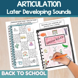 Articulation Back to School Activities for Later Developing Sounds Speech Therapy Print & Go Later Sounds Practice Worksheet Articulation