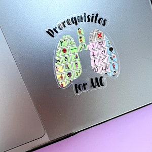 Conditions préalables pour l'autocollant de CAA Vocabulaire de base Cadeau pour enseignant de l'éducation spéciale Autocollant pour orthophoniste Autocollant pour discours Cadeaux pour la sensibilisation à la CAA
