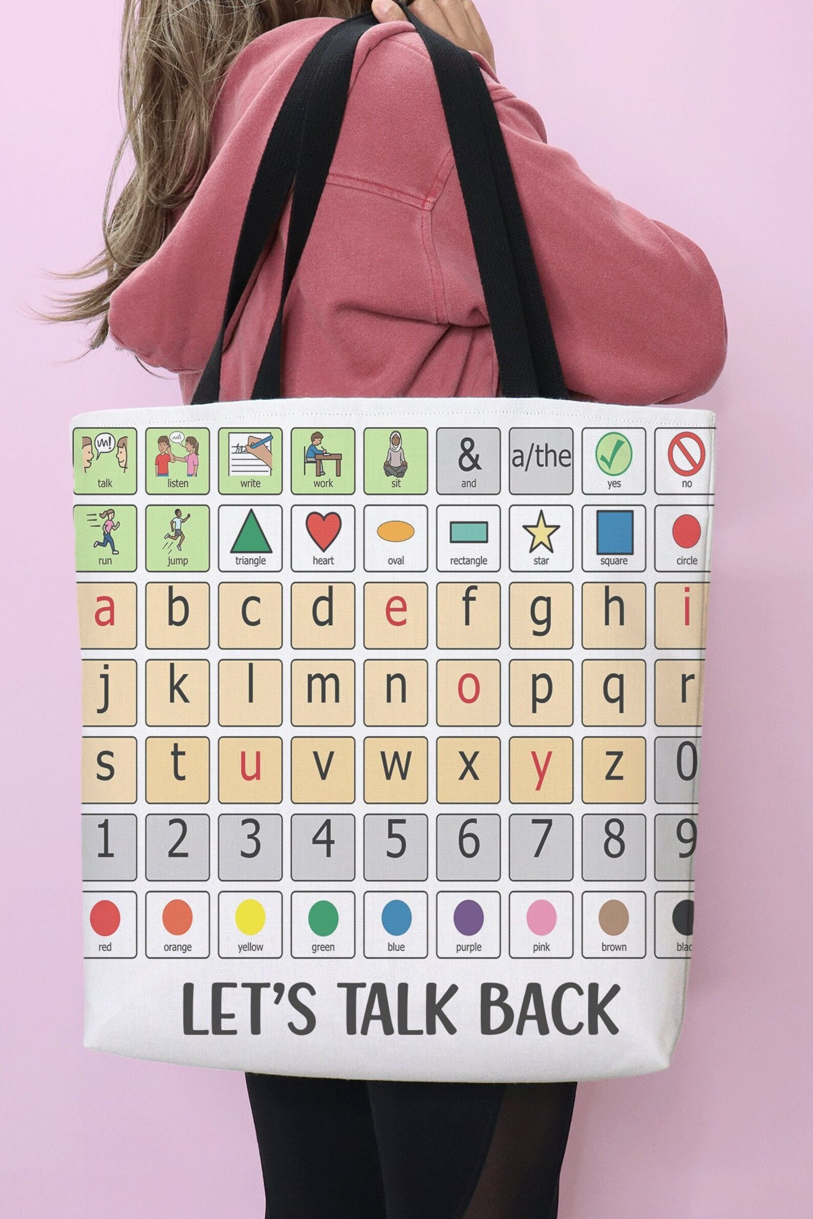 AAC Core Vocabulary Bag a Black AAC Tote Bag for Special Education ...