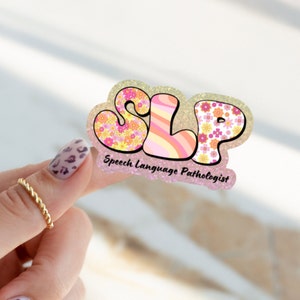 Retro SLP-sticker voor logopediste logopedist sticker voor logopedist cadeau voor nieuwe SLP graduaat cadeau voor supervisor logopedist sticker voor haar