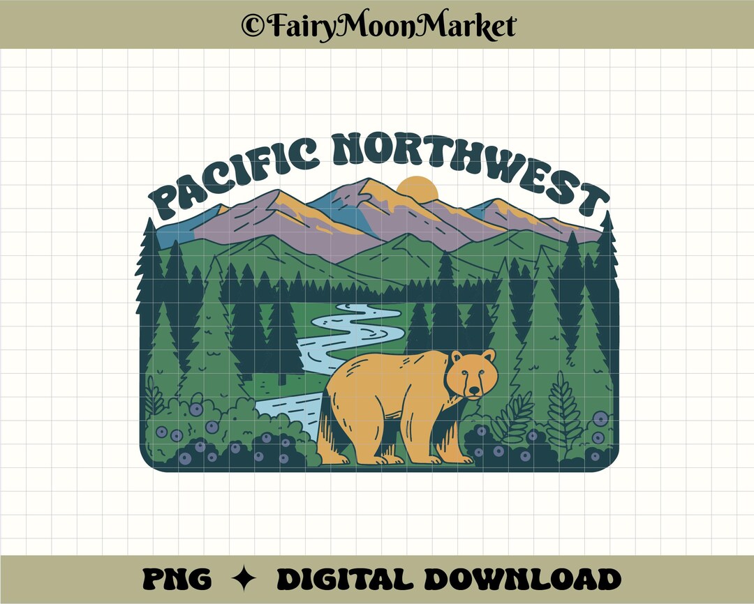 Large Pnw Rv Sticker Pacific Northwest PNG Download | PNW Bear and Mountain Digital File ...