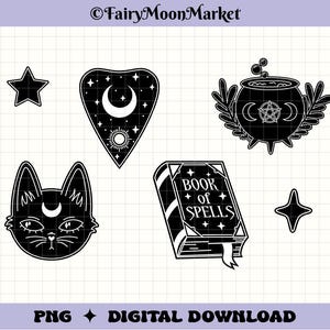 Mystical Witchy Bundle – Enchanting Magic Sticker Designs PNG – Instant Digital Download for Cricut, Sublimation, Shirts & Stickers
