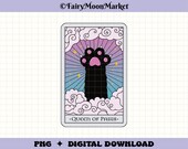 Queen of Paws Cat Tarot Card PNG – Mystical Digital Download for Cricut, Sublimation, Shirts & Stickers