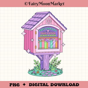 Kostenlose Bibliothek PNG - Neighborhood Book Box Digital Download - Niedliche Bibliothek Grafik für Cricut, Sublimation, Shirts und Aufkleber