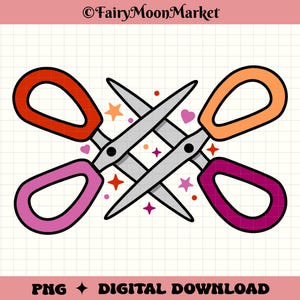 Lesbian Scissors Pride PNG - Téléchargement numérique LGBTQ+ pour Cricut, sublimation, chemises et autocollants