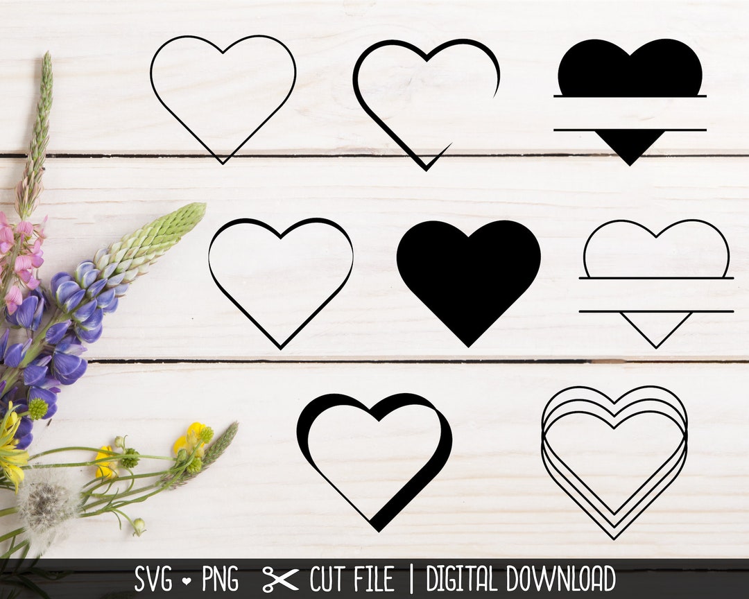 Heart SVG Bundle, Love SVG, Heart Cut Files, Cricut, Silhouette ...
