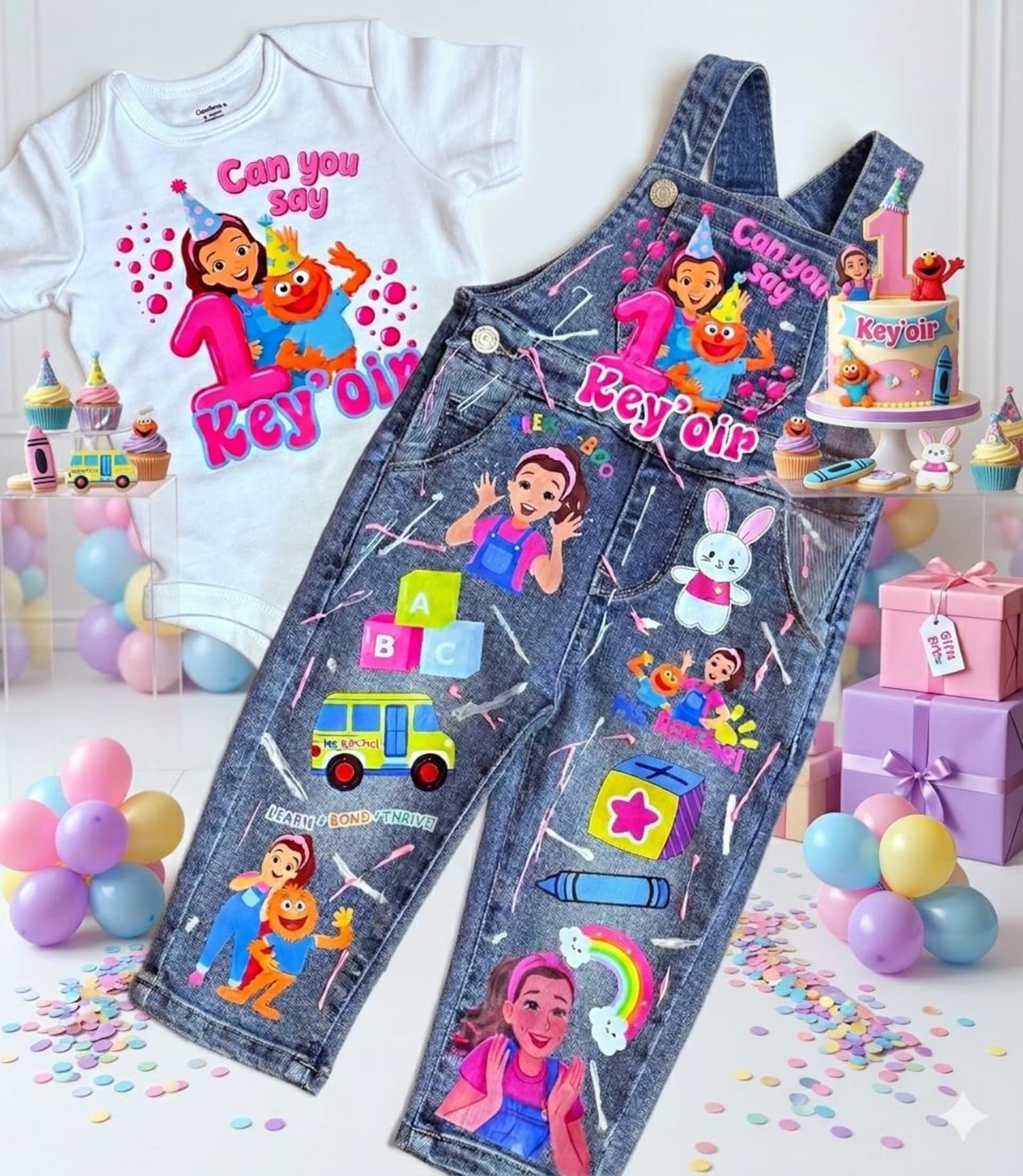 Ms. Rachel - Can You Say? Customized Birthday Overall Outfit - Etsy