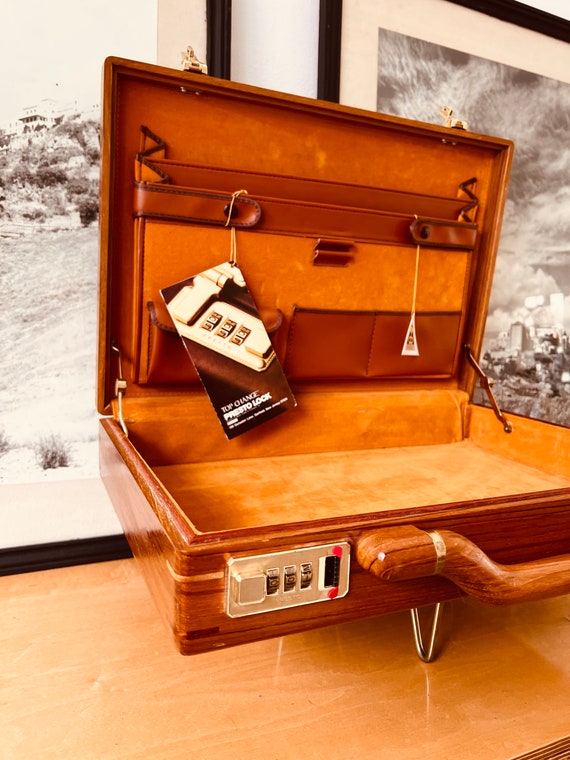 Vintage Wood Briefcase by Presto / Rare Find / Or… - image 4