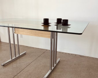 Vintage Cane and  Chrome Dining Table