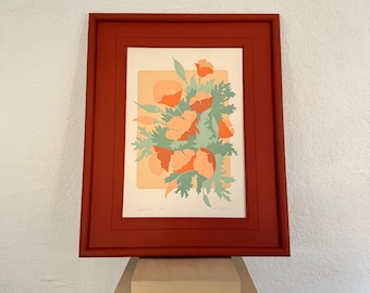 1984 California Poppies by John Thangroi / Floral Lithograph