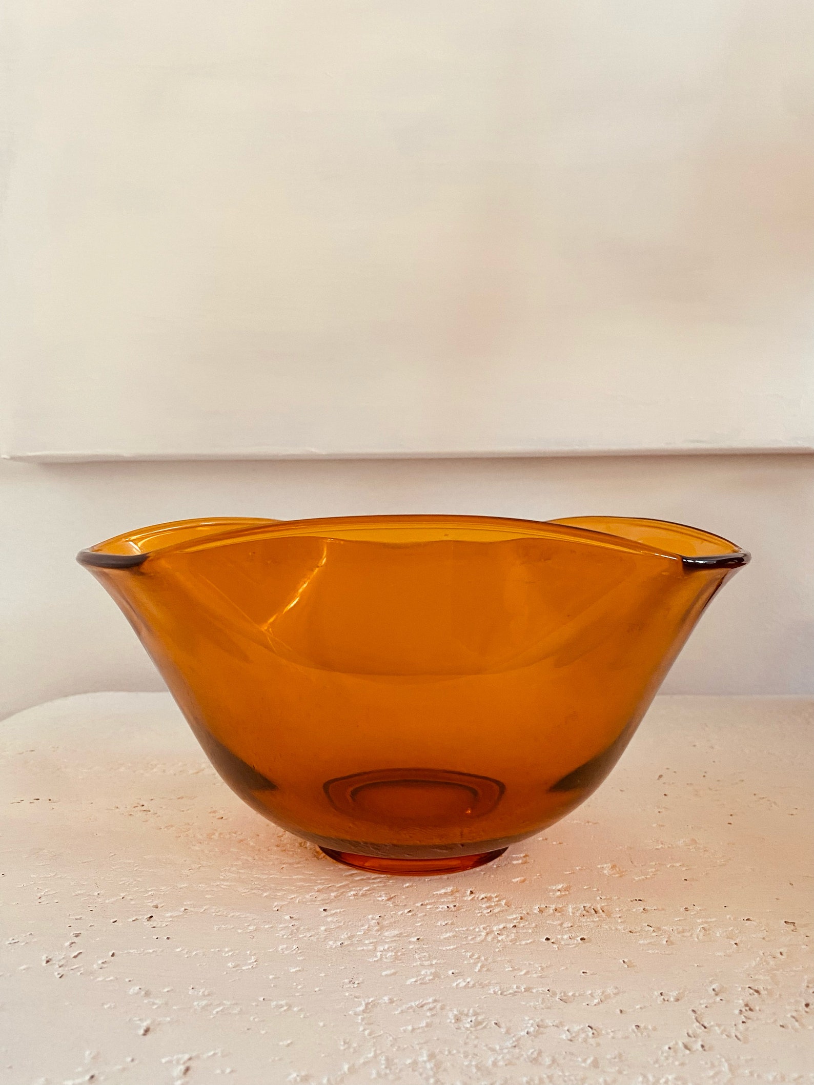 MCM Amber Glass Curved Serving Bowl Home Decor Etsy