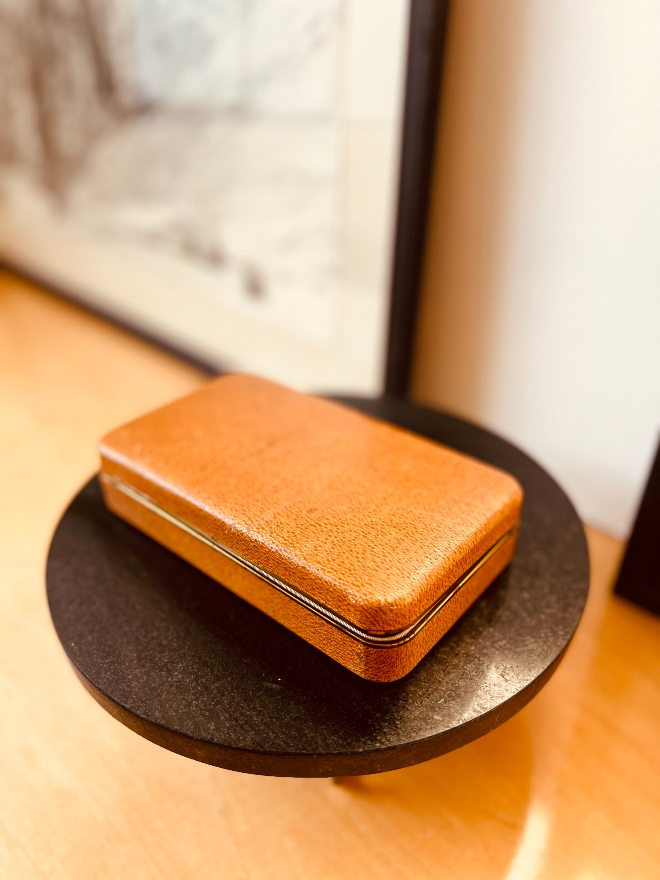 Vintage Jewelry Case / Camel Brown Storage / Mid Century Modern Decor