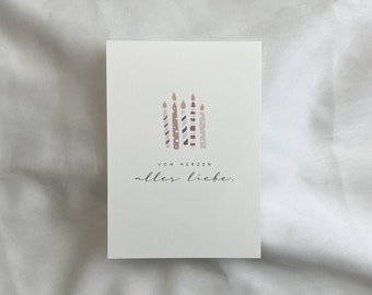 Postkarte "Von Herzen alles Liebe" | Geburtstag | geburtstagskarte happy Birthday hoch sollst du leben Geburtstagskind Geburtstagsgeschenk