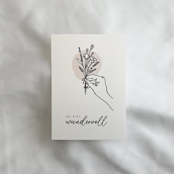 Postkarte "Du bist wundervoll" | Grußkarte | Dankeschön Karte Freundin Geburtstag danke sagen Erzieherin abschied Wertschätzung Hebamme