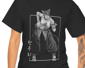 Camiseta de anime de Juri Han Street Fighter Gaming, camiseta de algodón unisex, camiseta de videojuego, regalo de jugador retro, moda de juego de lucha