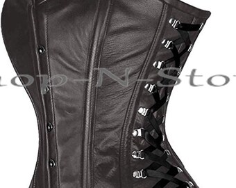 Heavy Duty Steel Boned Overbust Corset Genuine Leather Waist Trainer Corset A Quality | Best Gift For Her