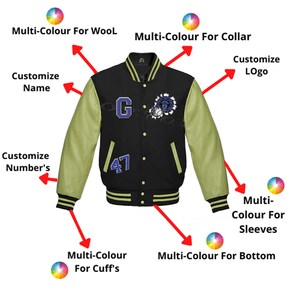 Custom Letterman Jacket: Personalized Varsity Baseball Jacket, Leather & Wool