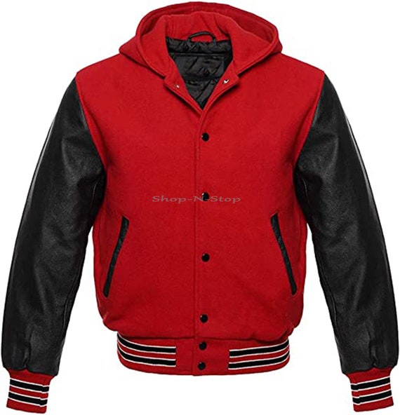 Hooded Varsity Letterman Baseball Bomber Jacket Melton Wool - Etsy