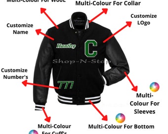 Custom Personalized Letterman Jacket, Custom Patches, College Varsity Baseball Jacket, Real Leather & Wool | Gifts for Him | Gifts for Her |