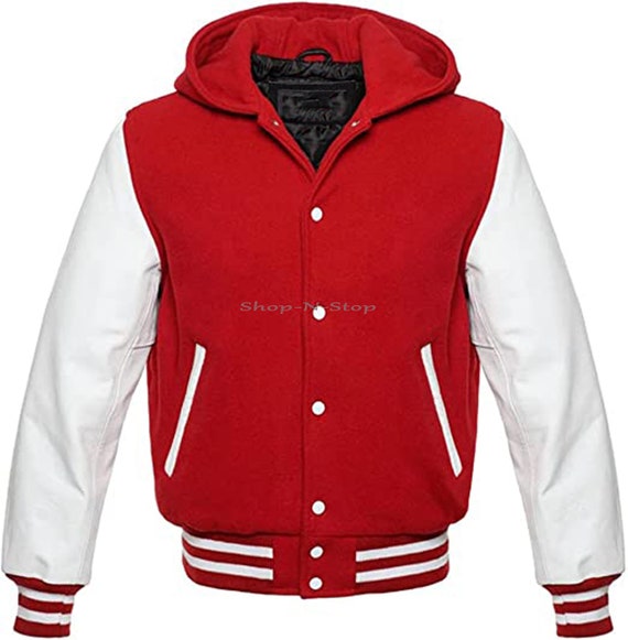 Hooded Varsity Letterman Baseball Bomber Jacket Melton Wool - Etsy