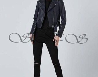 Handmade Women's Leather Jacket, women's Black leather jacket With 100% genuine lambskin