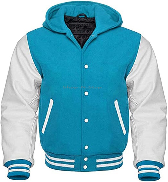 Hooded Varsity Letterman Baseball Bomber Jacket Melton Wool - Etsy