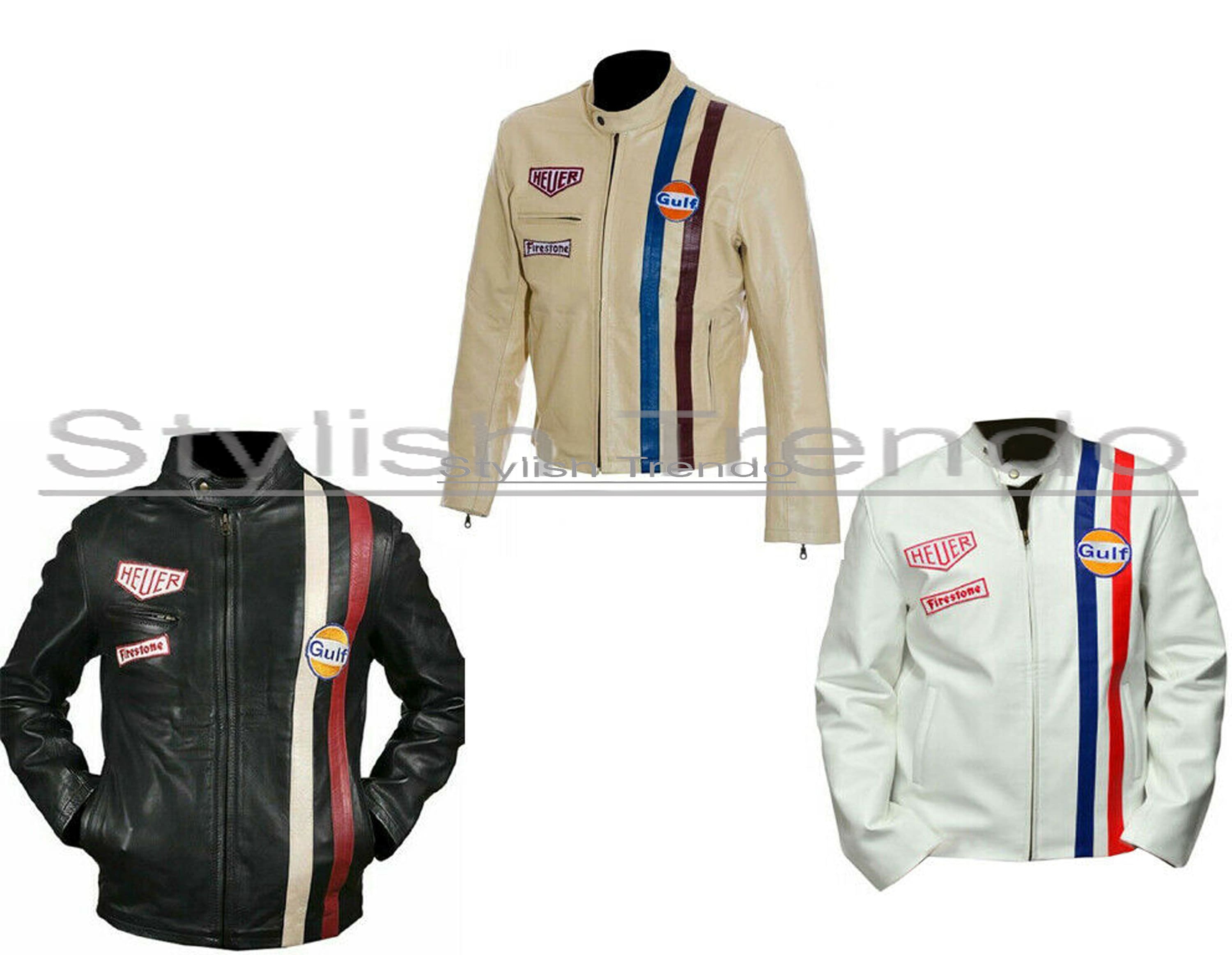 Gulf Racing Style Leather Jacket Gift 