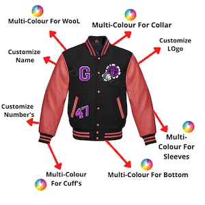 Custom Letterman Jacket: Personalized Varsity Baseball Jacket, Leather & Wool