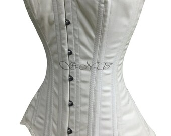 Handmade Heavy Duty Double Steel Boned Overbust Waist Trainer Twill Cotton Corset