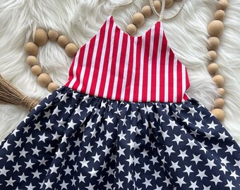 Baby 4th of July Dress, Stars & Stripes, Festive Toddler Outfit