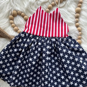 4th Of July Dress, Festive Dress, Baby Dress, Flag Dress, Toddler Flag Dress, Picnic Dress, Memorial Dress, Girls 4th of July Dress, Baby