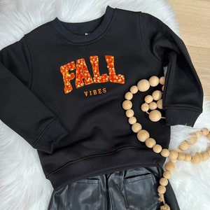 Fall Vibes Sweater for kids, Sequin Fall Vibes, Adults Cute Black Sweater, Bling Fall Sweater, Trendy Fall Sweatshirt, Fall Gifts, Toddler
