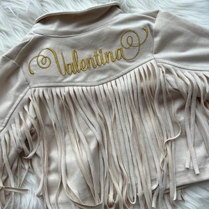 Little Girls Embroidered Fringe Jacket,  Girls Custom Fringe Jacket,  Toddler Personalized Fringe Jacket, Personalized Rodeo Jacket, Boho