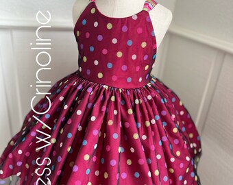 Colorful Polka Dot Party Dress, Birthday Easter Spring Attire