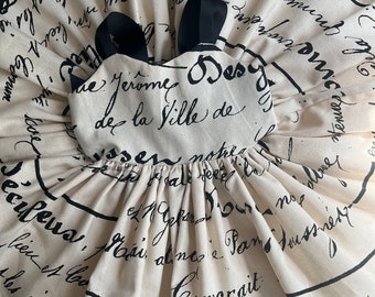 Girls' Black & Cream Script Dress, Pageant Outfit