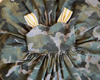 Girls Camo Birthday Dress, Military Army Pageant Gown, Baby Airforce Style