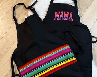 Customized Mama Serape Apron, Embroidered Cook Gift