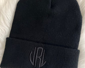 Personalized Embroidered Monogram Beanie, Unisex Adult Size