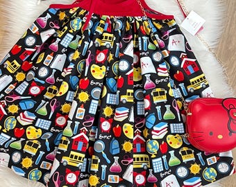 School Theme Print Dress: Back to School Outfit