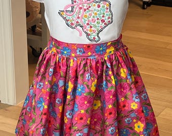 Girls Texas Embroidered Outfit: Texas Flowers Shirt