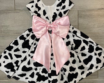 Cow Print Dress, Baby Cow Print Dress, Cow Theme Party Dress,  Farm Theme Party Dress, Toddler CowPrint Dress, Birthday Dress, Custom Dress