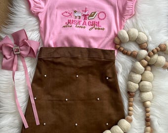 Embroidered Pink Girls Top, Christian Theme Easter Shirt