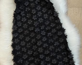 Black 3D Flower Holiday Dress: Classy Plaid Toddler Photoshoot